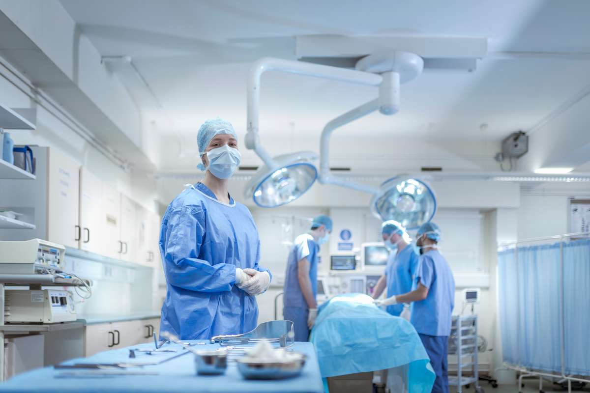 Portrait of specialist nurse in operating theatre